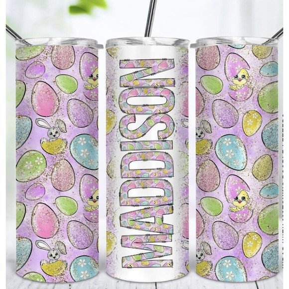 Unbranded Other - Custom Personalized Easter Designed Skinny Tumbler 20 Oz With Lid And Straw